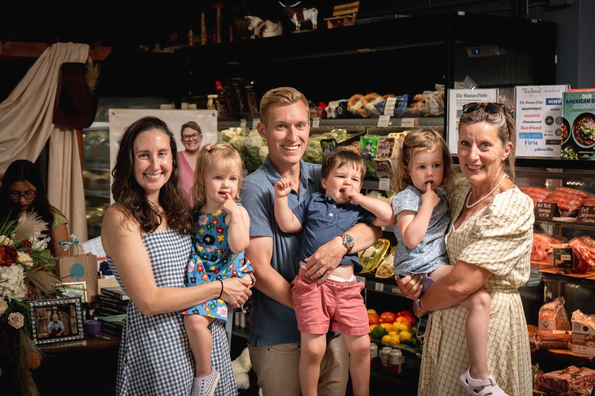 A family visiting Teodora’s Boucherie Gourmande during a cookbook event